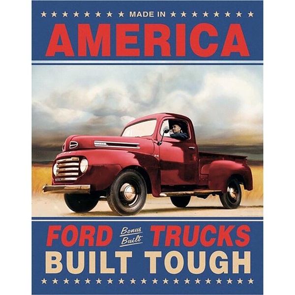 Ford Trucks Built Tough Tin Sign - 12-1/2"W x 16"H