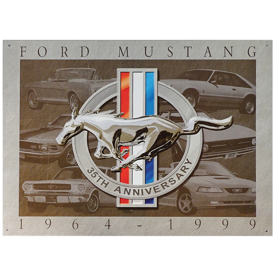 Mustang 35th Anniversary Tin Sign - 16"W x 12-1/2"H